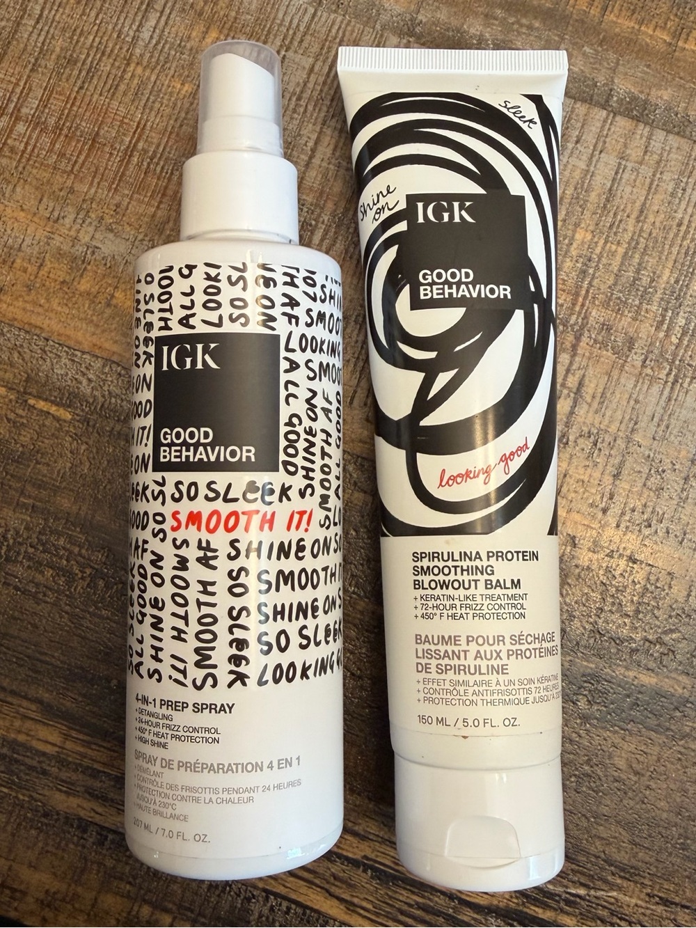 IGK good behavior 4 in 1 prep spray and smoothing blowout balm bundle set